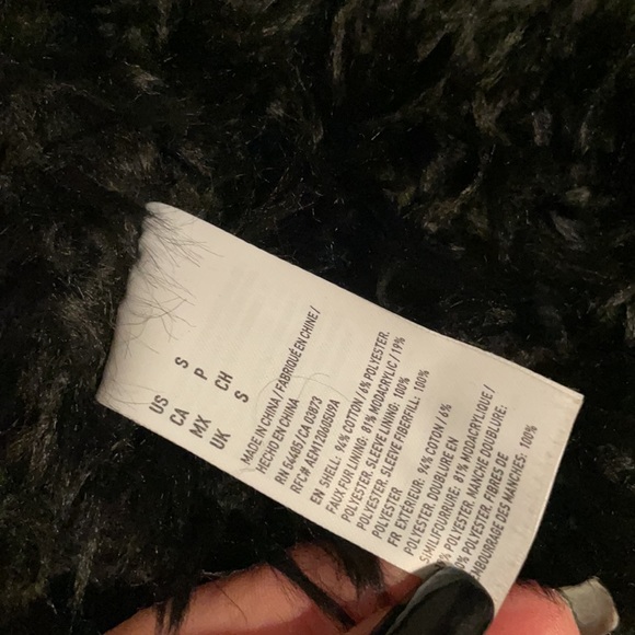 American Eagle size small destroyed black denim heavy furry down quilted jacket - Picture 5 of 10